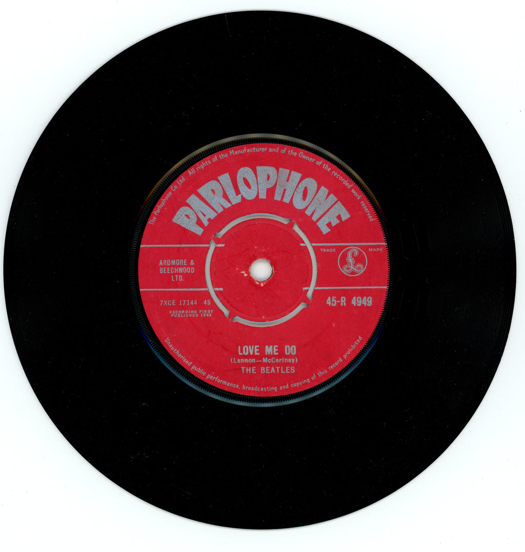 The Beatles Parlophone Love Me Do 7" Single No Made In GT. Britain text