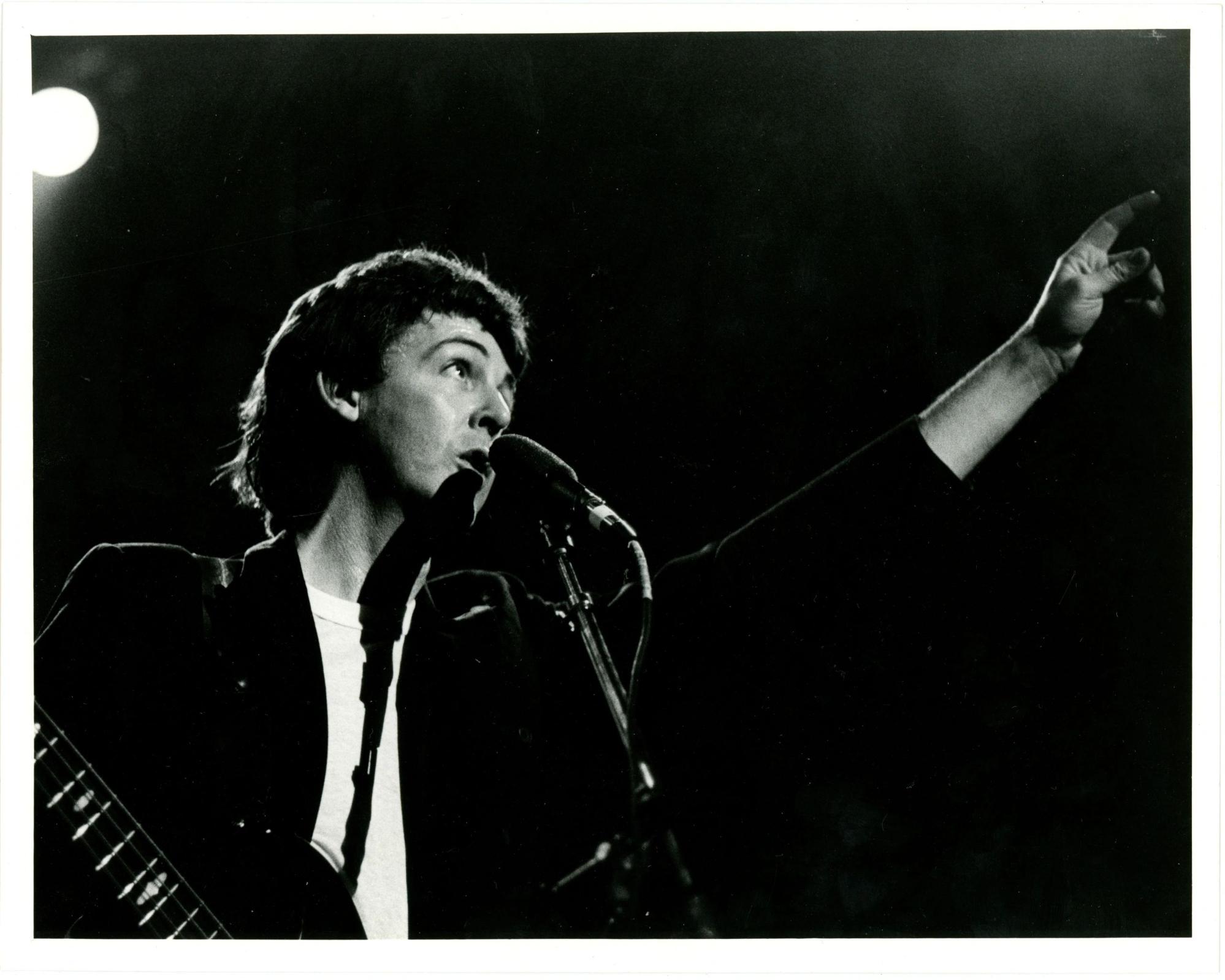 An original black and white Liverpool Echo press photograph of Paul McCartney