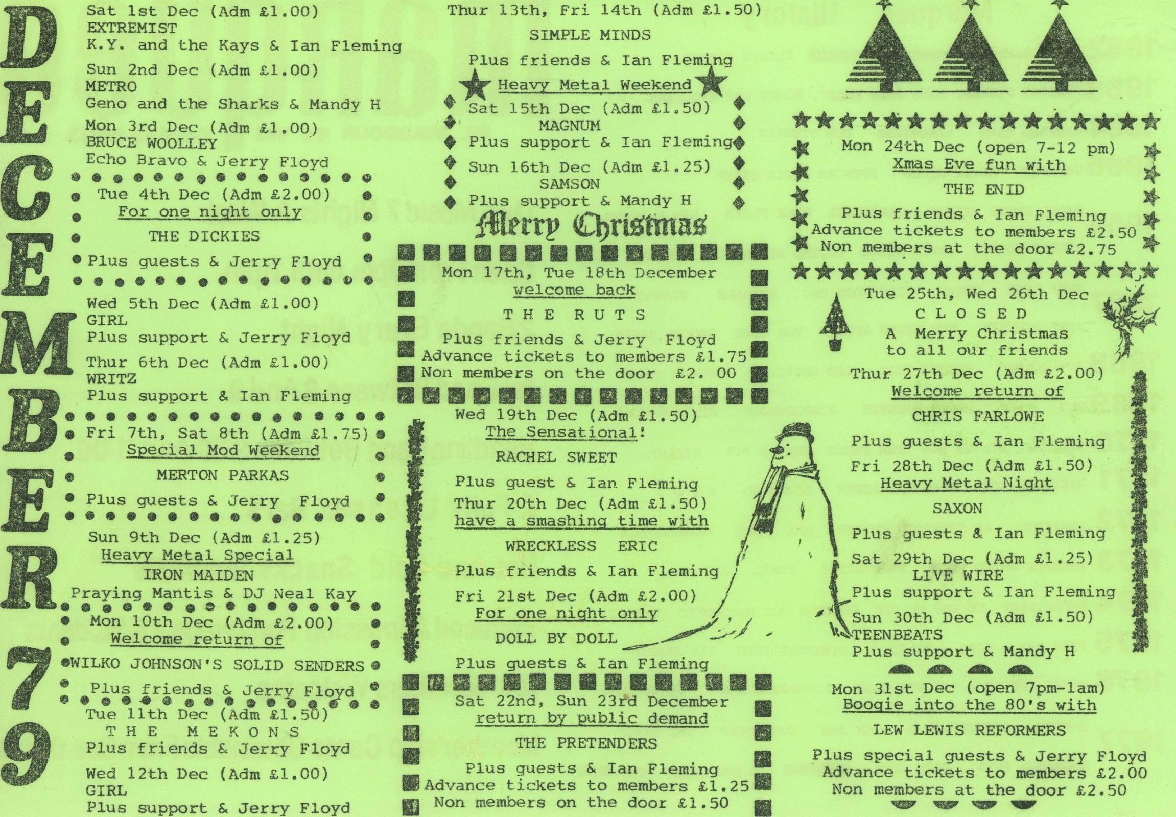 Marquee Club, London — December 1979 Handbill
