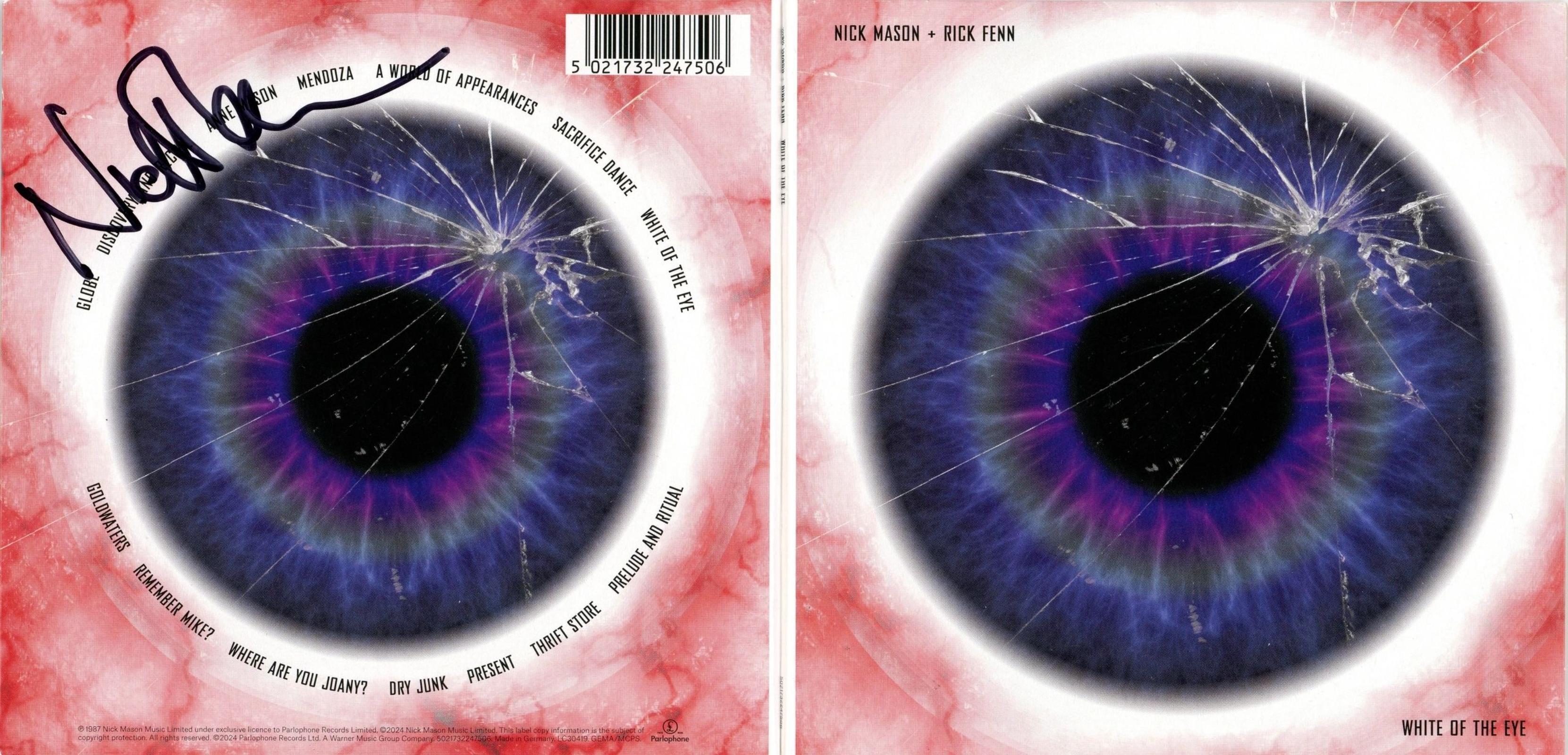 Nick Mason signed white of the eye Cd cover