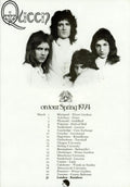 Queen Spring 1974 Tour handbill flyer