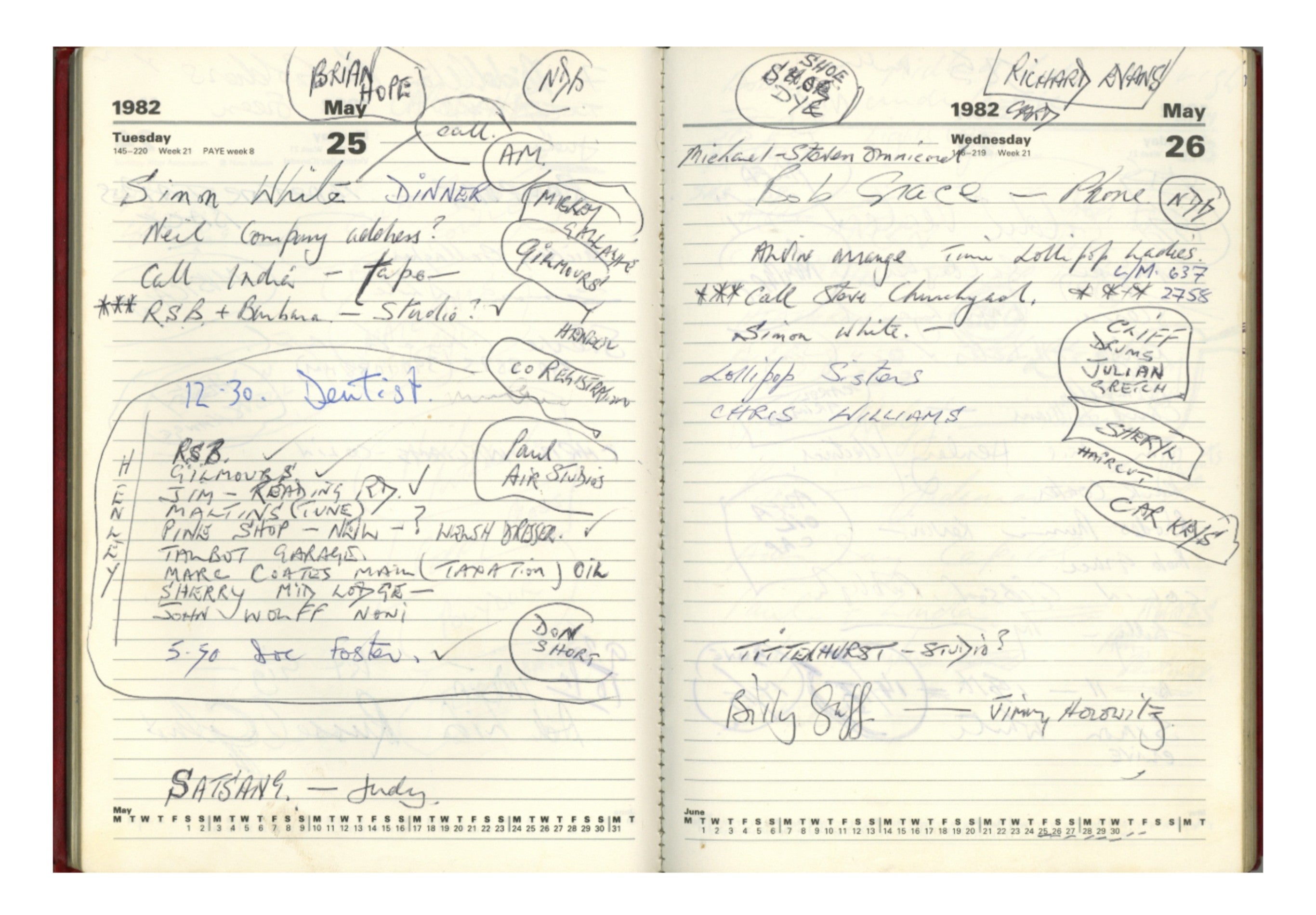 Terry Doran Personal 1982 Diary