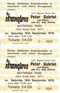 The Stranglers and Peter Gabriel Concert ticket stubs 1978
