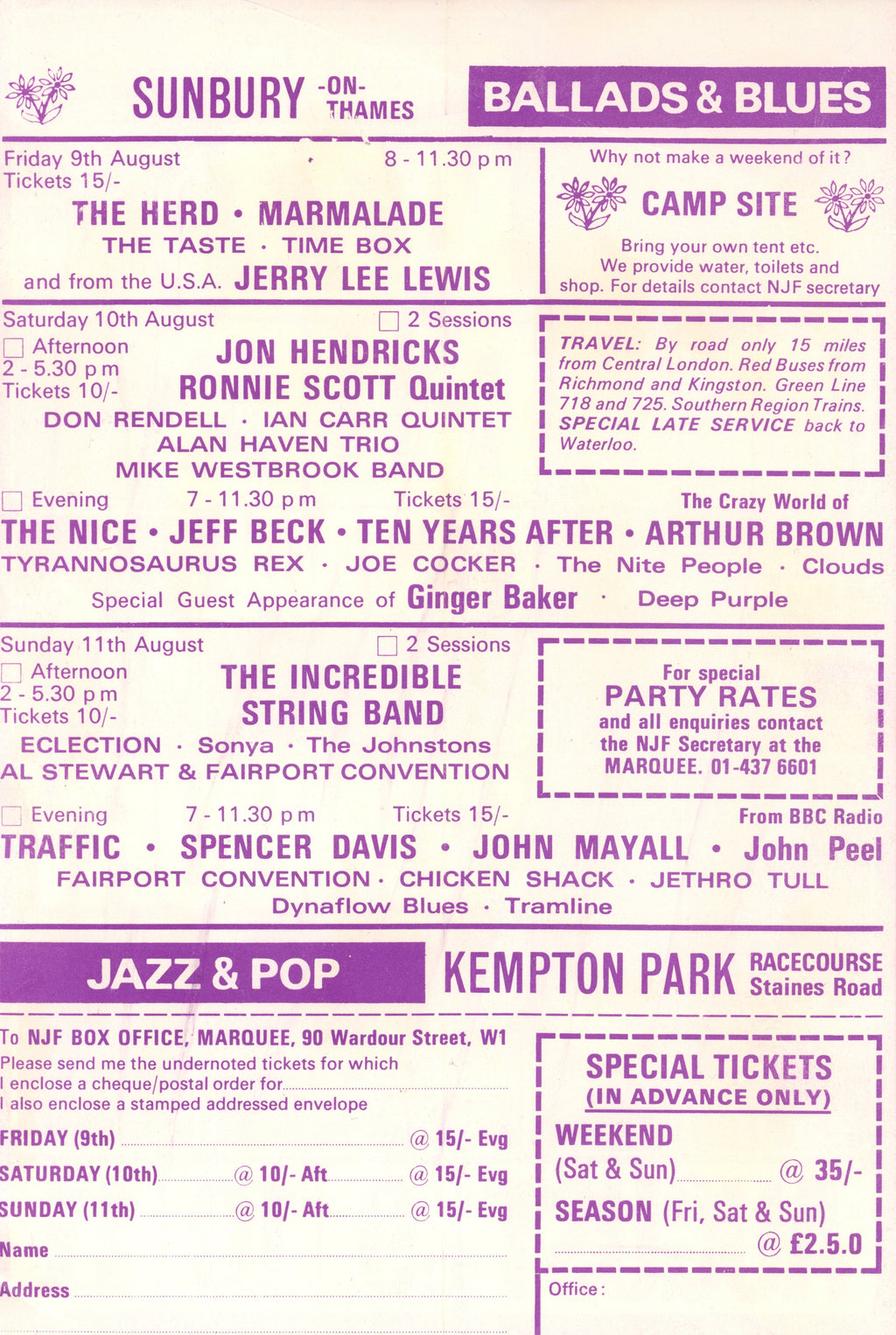 8th National Jazz & Blues Festival flyer 1968
