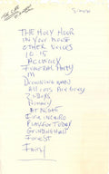 The Cure handwritten Setlist 1981
