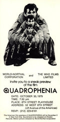 The Who Quadrophenia American sneak preview Invitation