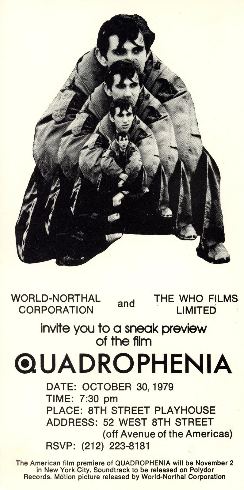 The Who Quadrophenia American sneak preview Invitation