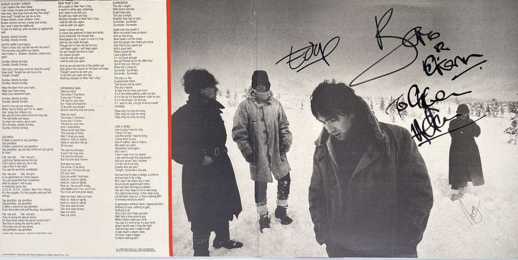 U2’s fully Signed copy of “War” 1983