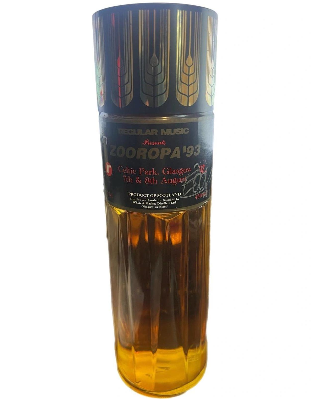 U2 signed Zooropa Tour commemorative Whisky bottle 1993