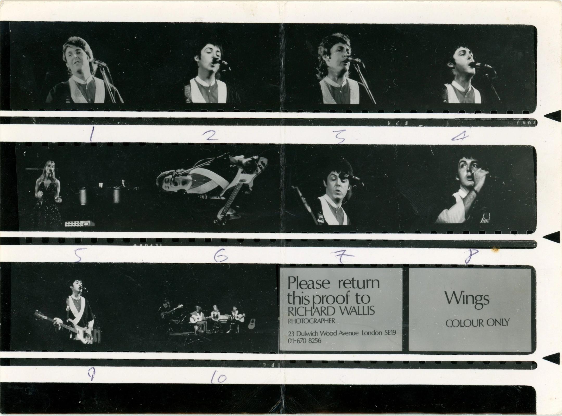 Paul McCartney and wings contact sheet